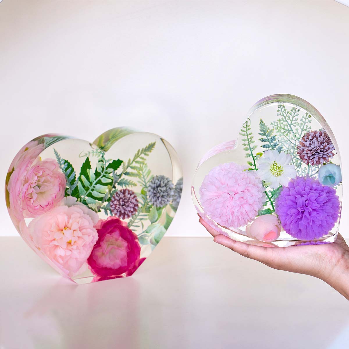 Resin Art Mold - Herz-Hexagon-Ornament Buchstützen-Silikonform DIY Handgemachte Geometrische Große