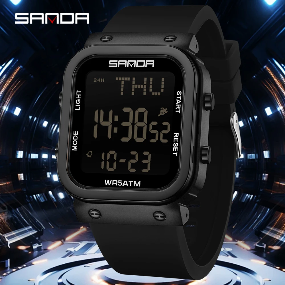 Resin Art Underwater - SANDA Digitaluhr für Herren, Militär-Armee-Sportuhr, Top-Marke,