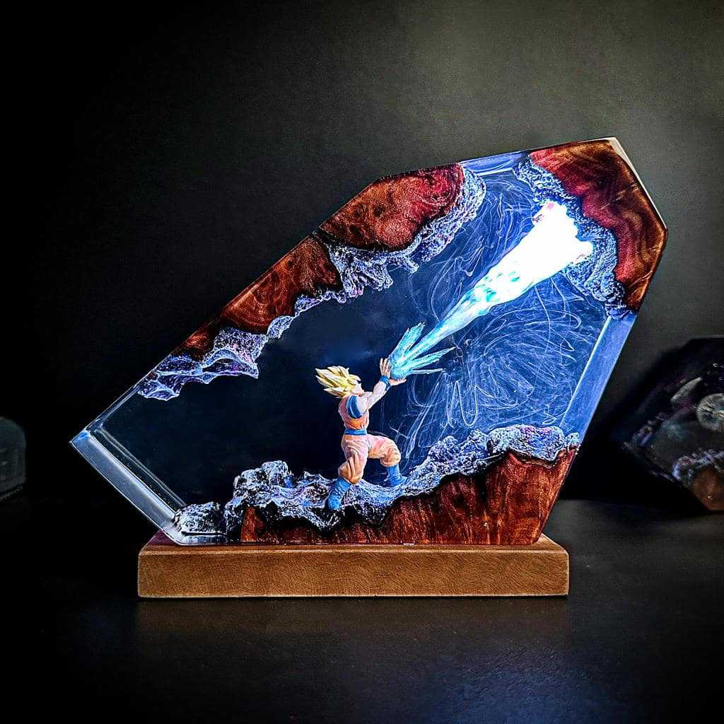 Resin Art Goku - Goku Kamehameha LED-Nachtlicht aus Epoxidharz, Dragon