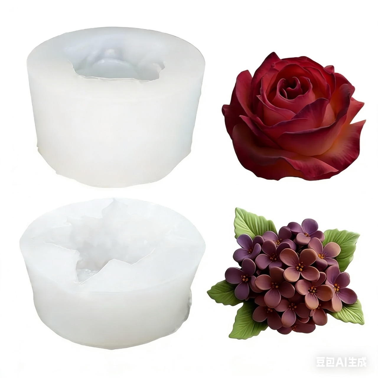 Resin Art With Rose - 2 Stück 3D-Silikonformen mit Rosen- und