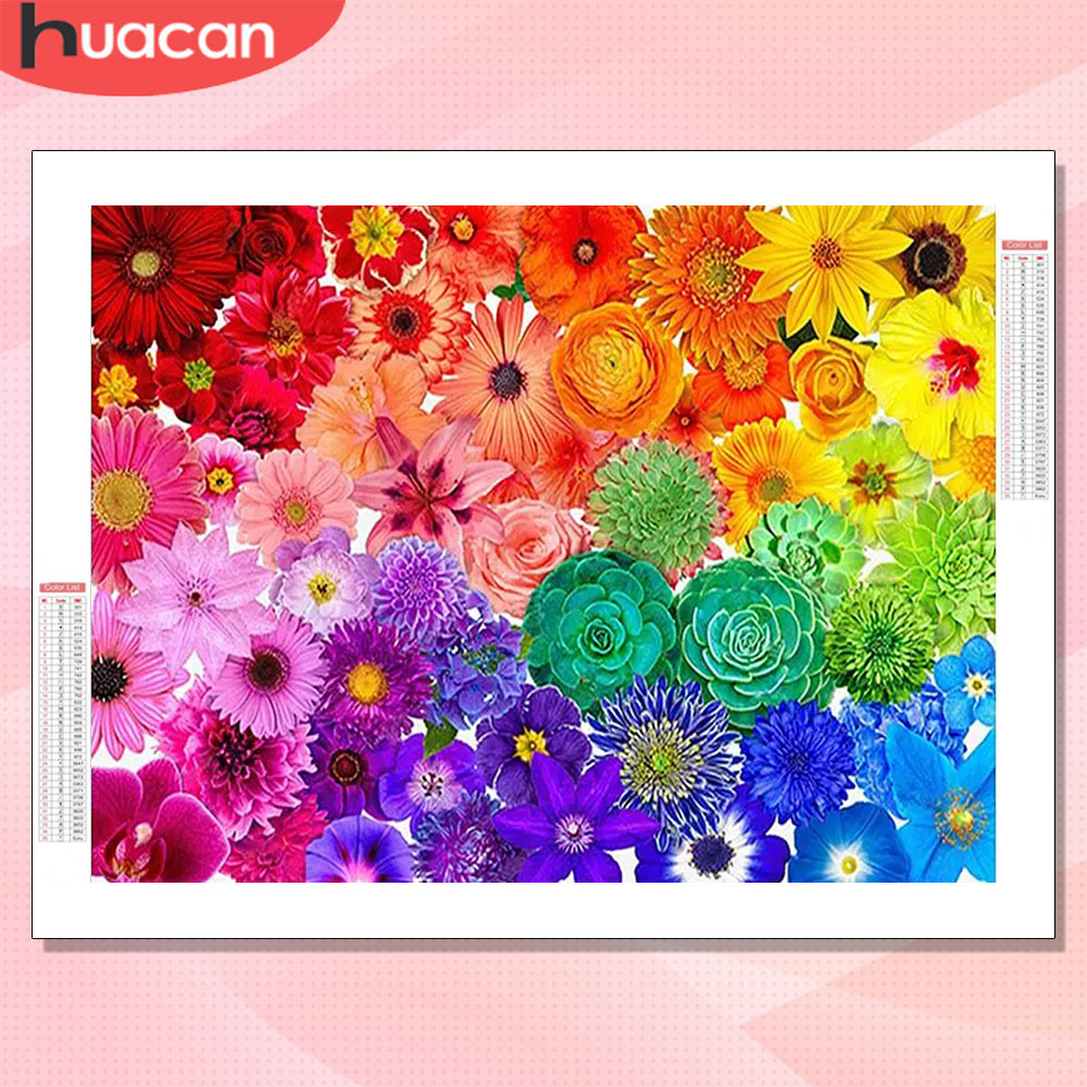 Resin Art With Rose - HUACAN Diamant-Malerei-Sets Blumen Bunte Rose Heimdekoration