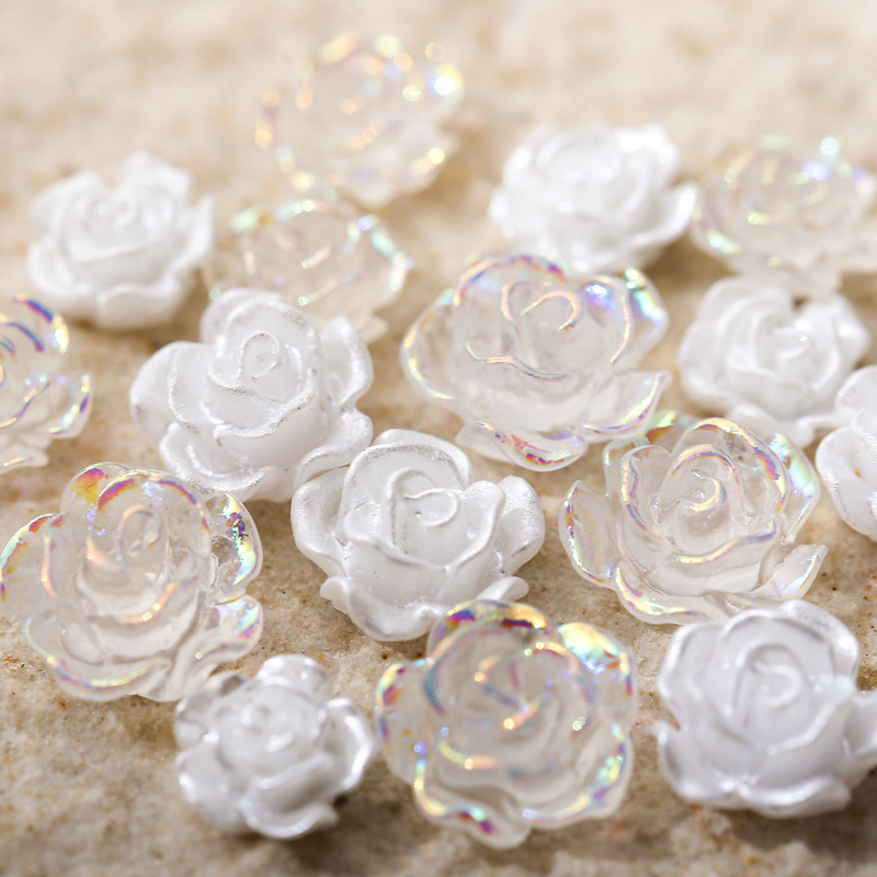Resin Art Rose Petals - 50PCS 6/8/10MM Weiße Rose Blumen Charms