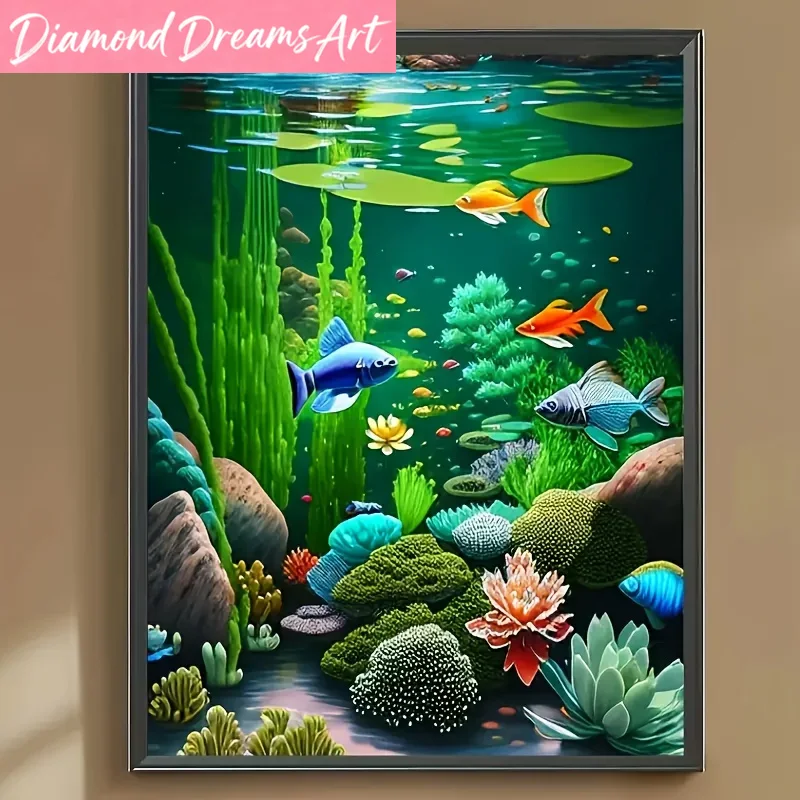 Resin Art Underwater - Rahmenloses Diamant-Mosaikbild Unterwasserwelt, vollständiges Diamant-Mosaik-Set, geeignet