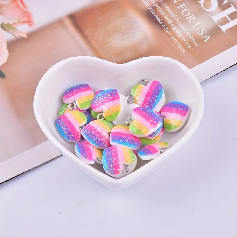 10 Stück bunte Herz-Harz-Anhän – Resin Art Calligraphy Bewertung und Preis