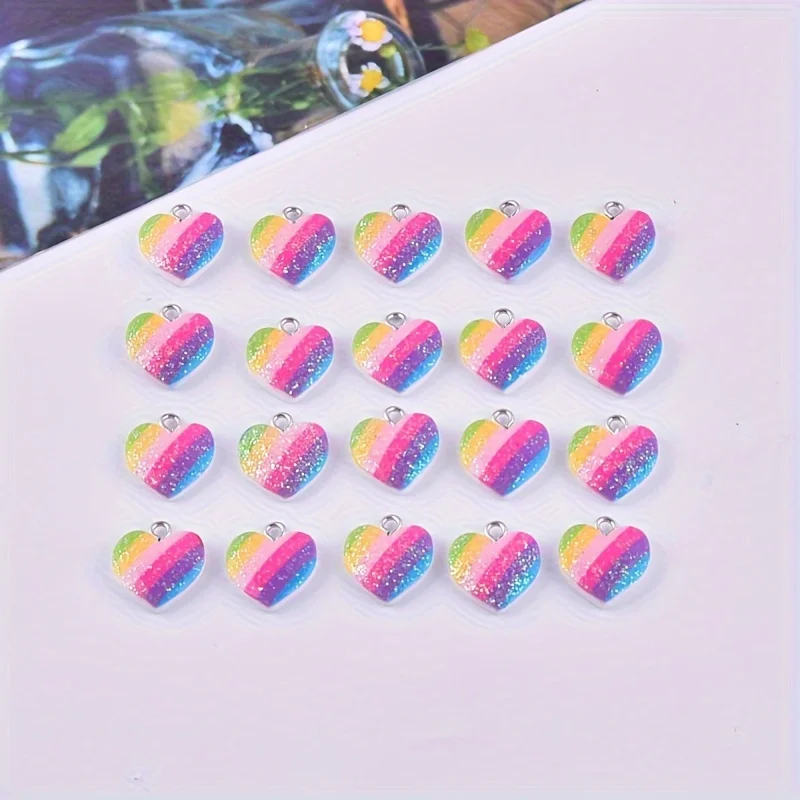10 Stück bunte Herz-Harz-Anhän – Resin Art Calligraphy Bewertung und Preis