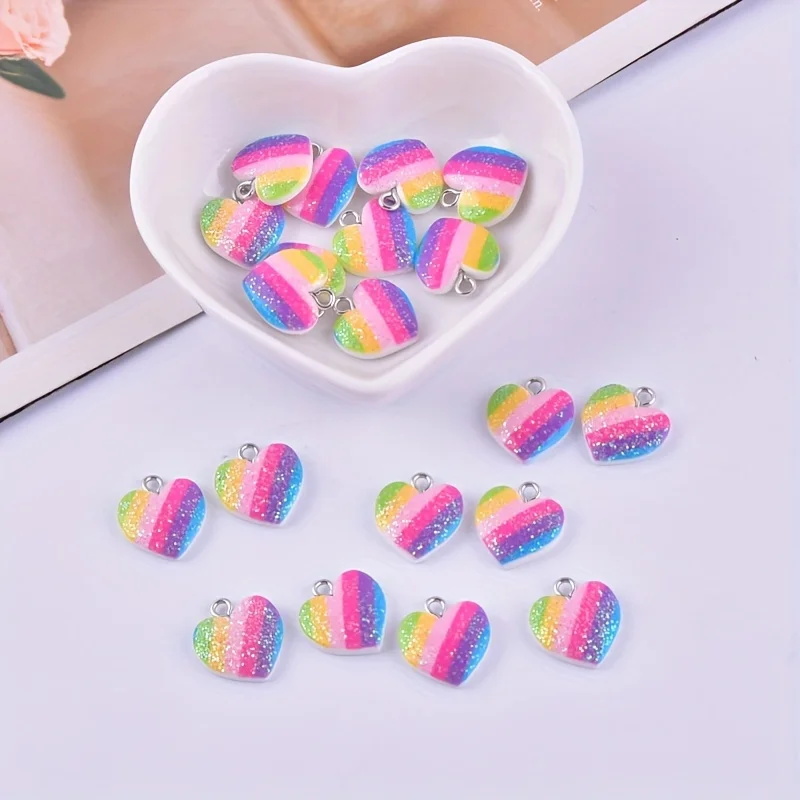 10 Stück bunte Herz-Harz-Anhän – Resin Art Calligraphy Bewertung und Preis