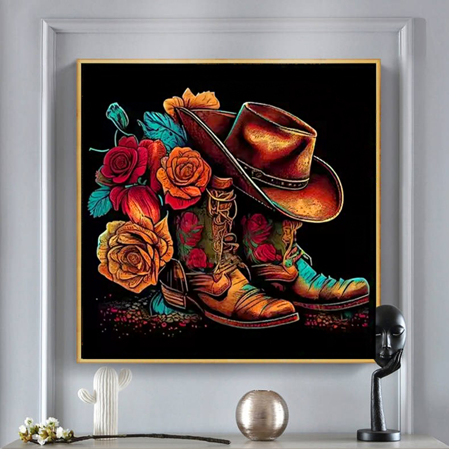 Cowboyhut Stiefel Diamant Male – Resin Art With Rose Bewertung und Preis