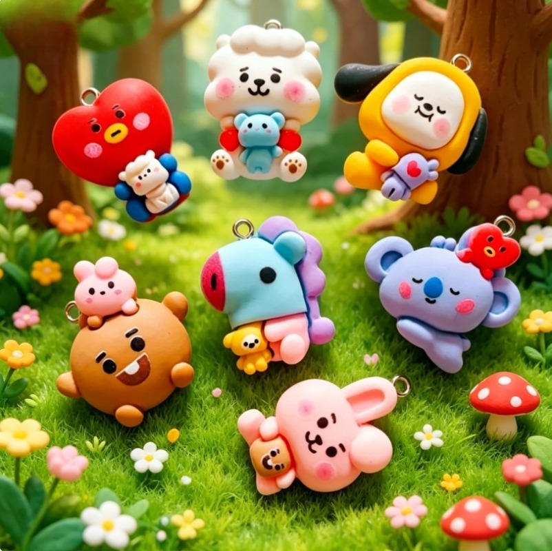 7 Stück BT21 Harz-Cartoon-Anhä – Resin Art Calligraphy Bewertung und Preis