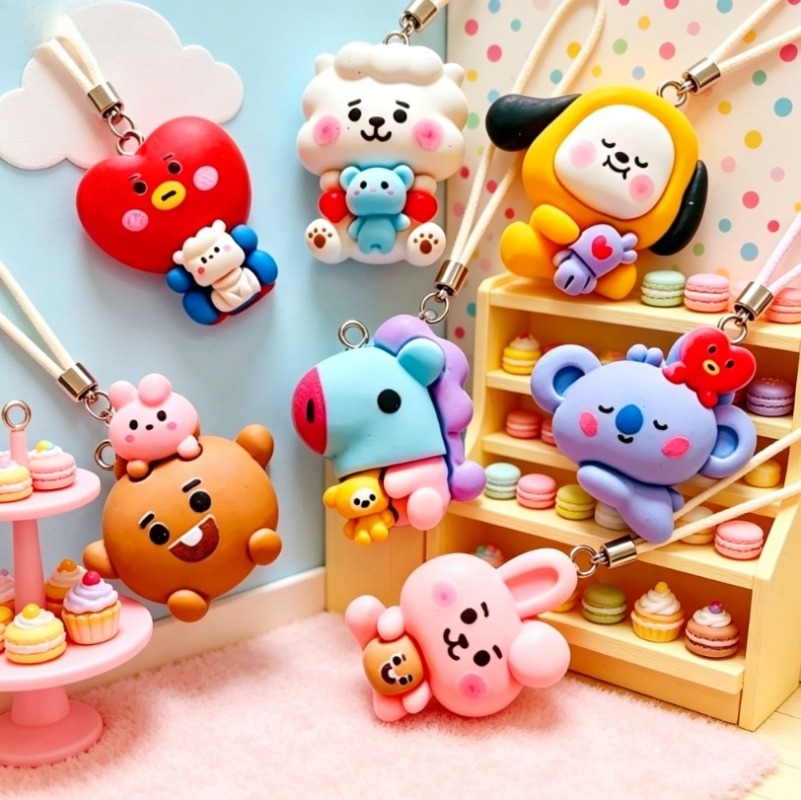 7 Stück BT21 Harz-Cartoon-Anhä – Resin Art Calligraphy Bewertung und Preis