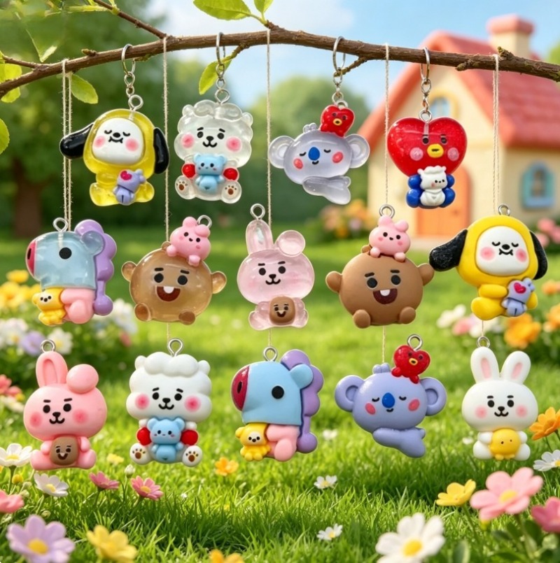 7 Stück BT21 Harz-Cartoon-Anhä – Resin Art Calligraphy Bewertung und Preis